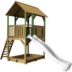 AXI Pumba Maison Enfant Avec Bac à Sable & Toboggan Bris | Aire De Jeux Pour L'extérieur En Marron & Vert | Maisonnette / Cabane De Jeu En Bois FSC - Marron