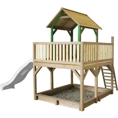 AXI Atka Maison Enfant Avec Bac à Sable & Toboggan Blanc | Aire De Jeux Pour L'extérieur En Marron & Vert | Maisonnette / Cabane De Jeu En Bois FSC - Marron 1 AXI Atka Maison Enfant Avec Bac à Sable & Toboggan Blanc | Aire De Jeux Pour L'extérieur En Marron & Vert | Maisonnette / Cabane De Jeu En Bois FSC - Marron