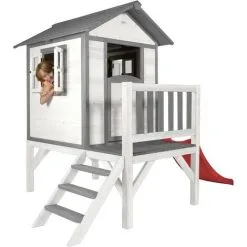 AXI Maison Enfant Beach Lodge XL En Blanc Avec Toboggan En Rouge | Maison De Jeux En Bois FFC Pour Les Enfants | Maisonnette / Cabane De Jeu Pour Le Jardin - Blanc -Axi Soldes Boutique 30353857 5