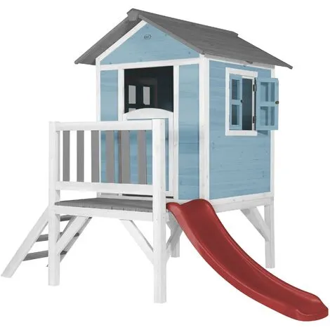 AXI Maison Enfant Beach Lodge XL En Bleu Avec Toboggan En Rouge | Maison De Jeux En Bois FFC Pour Les Enfants | Maisonnette / Cabane De Jeu Pour Le Jardin - Bleu 1 AXI Maison Enfant Beach Lodge XL En Bleu Avec Toboggan En Rouge | Maison De Jeux En Bois FFC Pour Les Enfants | Maisonnette / Cabane De Jeu Pour Le Jardin - Bleu