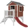 AXI Maison Enfant Beach Lodge XL En Rouge Avec Toboggan En Rouge | Maison De Jeux En Bois FFC Pour Les Enfants | Maisonnette / Cabane De Jeu Pour Le Jardin - Rouge