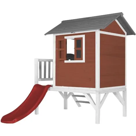AXI Maison Enfant Beach Lodge XL En Rouge Avec Toboggan En Rouge | Maison De Jeux En Bois FFC Pour Les Enfants | Maisonnette / Cabane De Jeu Pour Le Jardin - Rouge 3 AXI Maison Enfant Beach Lodge XL En Rouge Avec Toboggan En Rouge | Maison De Jeux En Bois FFC Pour Les Enfants | Maisonnette / Cabane De Jeu Pour Le Jardin - Rouge – Image 3