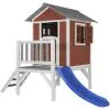 AXI Maison Enfant Beach Lodge XL En Rouge Avec Toboggan En Bleu | Maison De Jeux En Bois FFC Pour Les Enfants | Maisonnette / Cabane De Jeu Pour Le Jardin - Rouge