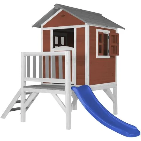 AXI Maison Enfant Beach Lodge XL En Rouge Avec Toboggan En Bleu | Maison De Jeux En Bois FFC Pour Les Enfants | Maisonnette / Cabane De Jeu Pour Le Jardin - Rouge 1 AXI Maison Enfant Beach Lodge XL En Rouge Avec Toboggan En Bleu | Maison De Jeux En Bois FFC Pour Les Enfants | Maisonnette / Cabane De Jeu Pour Le Jardin - Rouge