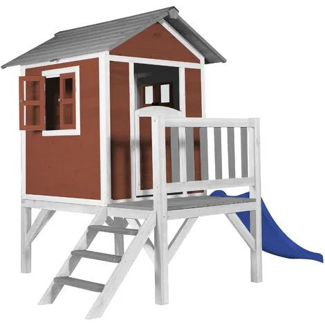 AXI Maison Enfant Beach Lodge XL En Rouge Avec Toboggan En Bleu | Maison De Jeux En Bois FFC Pour Les Enfants | Maisonnette / Cabane De Jeu Pour Le Jardin - Rouge 2 AXI Maison Enfant Beach Lodge XL En Rouge Avec Toboggan En Bleu | Maison De Jeux En Bois FFC Pour Les Enfants | Maisonnette / Cabane De Jeu Pour Le Jardin - Rouge – Image 2
