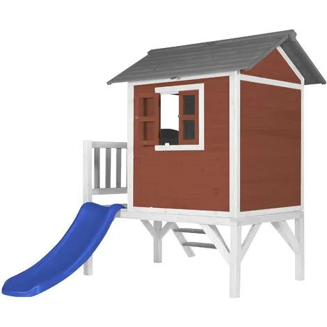 AXI Maison Enfant Beach Lodge XL En Rouge Avec Toboggan En Bleu | Maison De Jeux En Bois FFC Pour Les Enfants | Maisonnette / Cabane De Jeu Pour Le Jardin - Rouge 3 AXI Maison Enfant Beach Lodge XL En Rouge Avec Toboggan En Bleu | Maison De Jeux En Bois FFC Pour Les Enfants | Maisonnette / Cabane De Jeu Pour Le Jardin - Rouge – Image 3