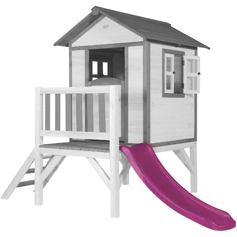 AXI Maison Enfant Beach Lodge XL En Blanc Avec Toboggan En Violet | Maison De Jeux En Bois FFC Pour Les Enfants | Maisonnette / Cabane De Jeu Pour Le Jardin - Blanc 1 AXI Maison Enfant Beach Lodge XL En Blanc Avec Toboggan En Violet | Maison De Jeux En Bois FFC Pour Les Enfants | Maisonnette / Cabane De Jeu Pour Le Jardin - Blanc