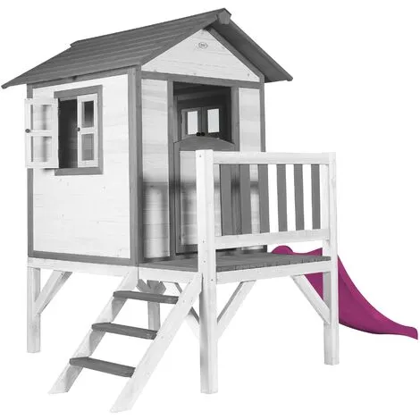 AXI Maison Enfant Beach Lodge XL En Blanc Avec Toboggan En Violet | Maison De Jeux En Bois FFC Pour Les Enfants | Maisonnette / Cabane De Jeu Pour Le Jardin - Blanc 2 AXI Maison Enfant Beach Lodge XL En Blanc Avec Toboggan En Violet | Maison De Jeux En Bois FFC Pour Les Enfants | Maisonnette / Cabane De Jeu Pour Le Jardin - Blanc – Image 2