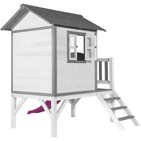 AXI Maison Enfant Beach Lodge XL En Blanc Avec Toboggan En Violet | Maison De Jeux En Bois FFC Pour Les Enfants | Maisonnette / Cabane De Jeu Pour Le Jardin - Blanc 4 AXI Maison Enfant Beach Lodge XL En Blanc Avec Toboggan En Violet | Maison De Jeux En Bois FFC Pour Les Enfants | Maisonnette / Cabane De Jeu Pour Le Jardin - Blanc – Image 4