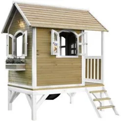 AXI Tom Maison Enfant Avec Toboggan Gris | Aire De Jeux Pour L'extérieur En Marron & Blanc | Maisonnette / Cabane De Jeu En Bois FSC - Marron -Axi Soldes Boutique 30353924 4