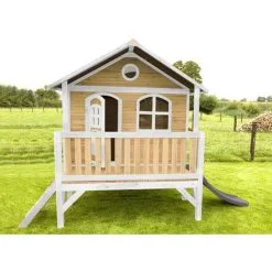 AXI Stef Maison Enfant Avec Toboggan Gris | Aire De Jeux Pour L'extérieur En Marron & Blanc | Maisonnette / Cabane De Jeu En Bois FSC - Marron -Axi Soldes Boutique 30353927 4