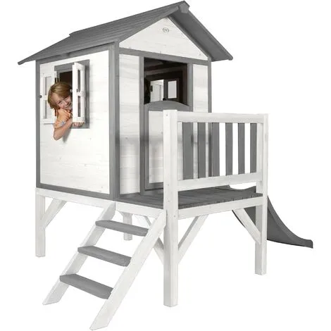 AXI Maison Enfant Beach Lodge XL En Blanc Avec Toboggan En Gris | Maison De Jeux En Bois FFC Pour Les Enfants | Maisonnette / Cabane De Jeu Pour Le Jardin - Blanc 5 AXI Maison Enfant Beach Lodge XL En Blanc Avec Toboggan En Gris | Maison De Jeux En Bois FFC Pour Les Enfants | Maisonnette / Cabane De Jeu Pour Le Jardin - Blanc – Image 5