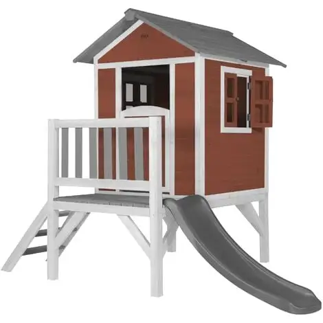 AXI Maison Enfant Beach Lodge XL En Rouge Avec Toboggan En Gris | Maison De Jeux En Bois FFC Pour Les Enfants | Maisonnette / Cabane De Jeu Pour Le Jardin - Rouge 1 AXI Maison Enfant Beach Lodge XL En Rouge Avec Toboggan En Gris | Maison De Jeux En Bois FFC Pour Les Enfants | Maisonnette / Cabane De Jeu Pour Le Jardin - Rouge