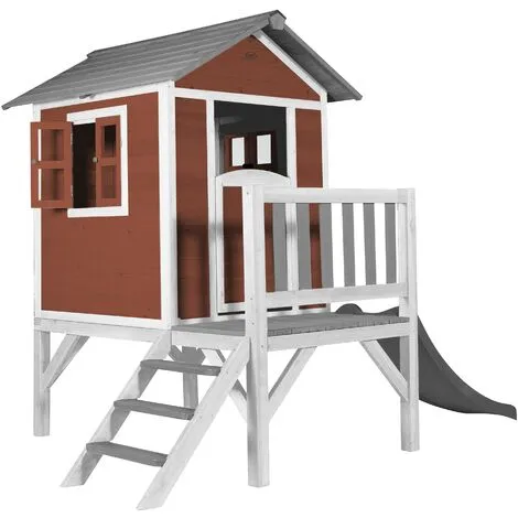 AXI Maison Enfant Beach Lodge XL En Rouge Avec Toboggan En Gris | Maison De Jeux En Bois FFC Pour Les Enfants | Maisonnette / Cabane De Jeu Pour Le Jardin - Rouge 2 AXI Maison Enfant Beach Lodge XL En Rouge Avec Toboggan En Gris | Maison De Jeux En Bois FFC Pour Les Enfants | Maisonnette / Cabane De Jeu Pour Le Jardin - Rouge – Image 2