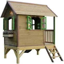AXI Tom Maison Enfant Avec Toboggan Gris | Aire De Jeux Pour L'extérieur En Marron & Vert | Maisonnette / Cabane De Jeu En Bois FSC - Marron -Axi Soldes Boutique 30353961 3