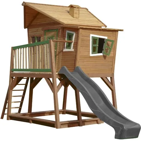 AXI Max Maison Enfant Avec Bac à Sable & Toboggan Gris | Aire De Jeux Pour L'extérieur En Marron & Vert | Maisonnette / Cabane De Jeu En Bois FSC - Marron 2 AXI Max Maison Enfant Avec Bac à Sable & Toboggan Gris | Aire De Jeux Pour L'extérieur En Marron & Vert | Maisonnette / Cabane De Jeu En Bois FSC - Marron – Image 2