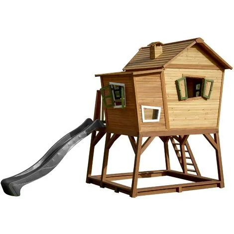 AXI Max Maison Enfant Avec Bac à Sable & Toboggan Gris | Aire De Jeux Pour L'extérieur En Marron & Vert | Maisonnette / Cabane De Jeu En Bois FSC - Marron 3 AXI Max Maison Enfant Avec Bac à Sable & Toboggan Gris | Aire De Jeux Pour L'extérieur En Marron & Vert | Maisonnette / Cabane De Jeu En Bois FSC - Marron – Image 3