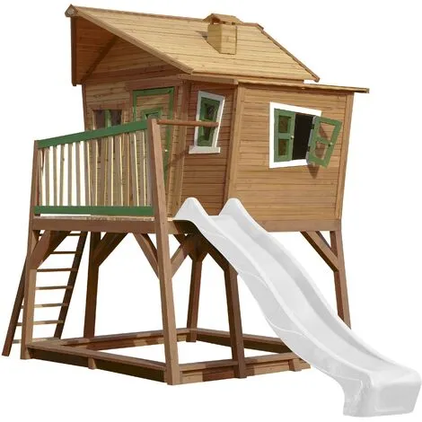AXI Max Maison Enfant Avec Bac à Sable & Toboggan Blanc | Aire De Jeux Pour L'extérieur En Marron & Vert | Maisonnette / Cabane De Jeu En Bois FSC - Marron 2 AXI Max Maison Enfant Avec Bac à Sable & Toboggan Blanc | Aire De Jeux Pour L'extérieur En Marron & Vert | Maisonnette / Cabane De Jeu En Bois FSC - Marron – Image 2