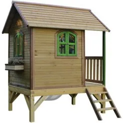 AXI Tom Maison Enfant Avec Toboggan Blanc | Aire De Jeux Pour L'extérieur En Marron & Vert | Maisonnette / Cabane De Jeu En Bois FSC - Marron -Axi Soldes Boutique 30403121 3