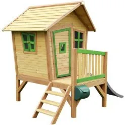 AXI Robin Maison Enfant Avec Toboggan Gris | Aire De Jeux Pour L'extérieur En Marron & Vert | Maisonnette / Cabane De Jeu En Bois FSC - Marron -Axi Soldes Boutique 30403127 3