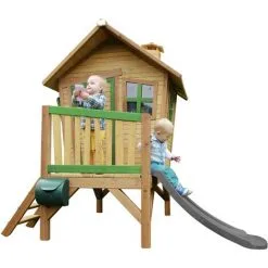 AXI Robin Maison Enfant Avec Toboggan Gris | Aire De Jeux Pour L'extérieur En Marron & Vert | Maisonnette / Cabane De Jeu En Bois FSC - Marron -Axi Soldes Boutique 30403127 5