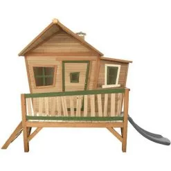 AXI Emma Maison Enfant Avec Toboggan Gris | Aire De Jeux Pour L'extérieur En Marron & Vert | Maisonnette / Cabane De Jeu En Bois FSC - Marron