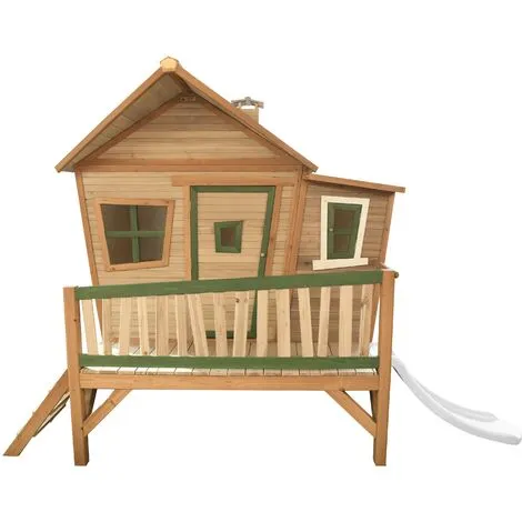 AXI Emma Maison Enfant Avec Toboggan Blanc | Aire De Jeux Pour L'extérieur En Marron & Vert | Maisonnette / Cabane De Jeu En Bois FSC - Marron 1 AXI Emma Maison Enfant Avec Toboggan Blanc | Aire De Jeux Pour L'extérieur En Marron & Vert | Maisonnette / Cabane De Jeu En Bois FSC - Marron