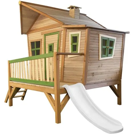 AXI Emma Maison Enfant Avec Toboggan Blanc | Aire De Jeux Pour L'extérieur En Marron & Vert | Maisonnette / Cabane De Jeu En Bois FSC - Marron 3 AXI Emma Maison Enfant Avec Toboggan Blanc | Aire De Jeux Pour L'extérieur En Marron & Vert | Maisonnette / Cabane De Jeu En Bois FSC - Marron – Image 3