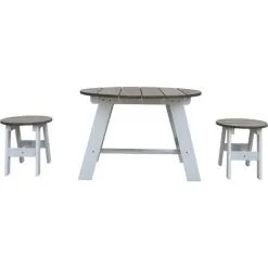 AXI Table De Pique Nique Ronde Pour Enfants En Bois | Table Ronde Enfant Pour Le Jardin En Gris & Blanc Avec 2 Sièges - Gris -Axi Soldes Boutique 32528616 3