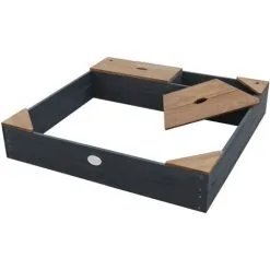 AXI Amy Bac à Sable Enfant | Bac à Sable Pour Enfants En Bois Avec Banc, Bâche & Rangements | Anthracite / Marron | 115 X 115 Cm - Gris