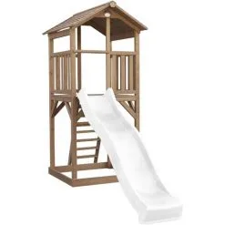 AXI Beach Tower Aire De Jeux Avec Toboggan En Blanc & Bac à Sable | Grande Maison Enfant Extérieur En Marron | Cabane De Jeu En Bois FSC - Marron -Axi Soldes Boutique 32528661 3