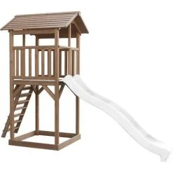 AXI Beach Tower Aire De Jeux Avec Toboggan En Blanc & Bac à Sable | Grande Maison Enfant Extérieur En Marron | Cabane De Jeu En Bois FSC - Marron -Axi Soldes Boutique 32528661 4