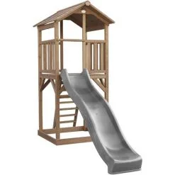 AXI Beach Tower Aire De Jeux Avec Toboggan En Gris & Bac à Sable | Grande Maison Enfant Extérieur En Marron | Cabane De Jeu En Bois FSC - Marron -Axi Soldes Boutique 32528668 3