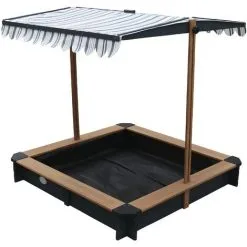 AXI Lily Bac à Sable Enfant En Anthracite / Marron | Bac à Sable Pour Enfants En Bois FSC Avec Couvercle / Toit Ouvrant Pivotant Réglable En Hauteur | 118 X 118 Cm - Gris