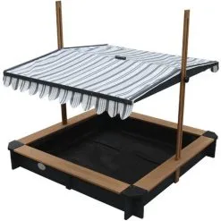 AXI Lily Bac à Sable Enfant En Anthracite / Marron | Bac à Sable Pour Enfants En Bois FSC Avec Couvercle / Toit Ouvrant Pivotant Réglable En Hauteur | 118 X 118 Cm - Gris -Axi Soldes Boutique 32528699 3