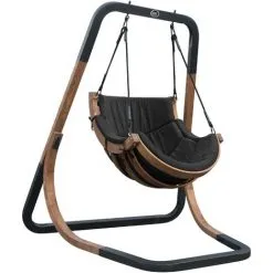 AXI Capri Chaise Suspendue Sur Pied En Bois | Fauteuil / Siège Suspendu Suspendu Avec Support Pour Le Jardin | Balançoire En Noir Pour L'extérieur Pour 1 Personne | Chargement Jusqu'à 150 Kg - Noir