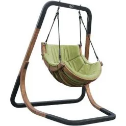 AXI Capri Chaise Suspendue Sur Pied En Bois | Fauteuil / Siège Suspendu Suspendu Avec Support Pour Le Jardin | Balançoire En Vert Pour L'extérieur Pour 1 Personne | Chargement Jusqu'à 150 Kg - Vert
