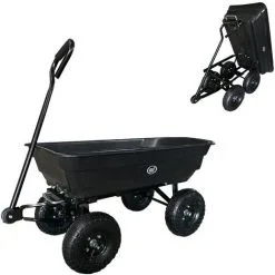 AXI AG75 Dump Truck / Charrette De Jardin Avec Basculeur Noir | Chariot De Transport De Jardin 75 Litres / Max 250 Kg. - Noir