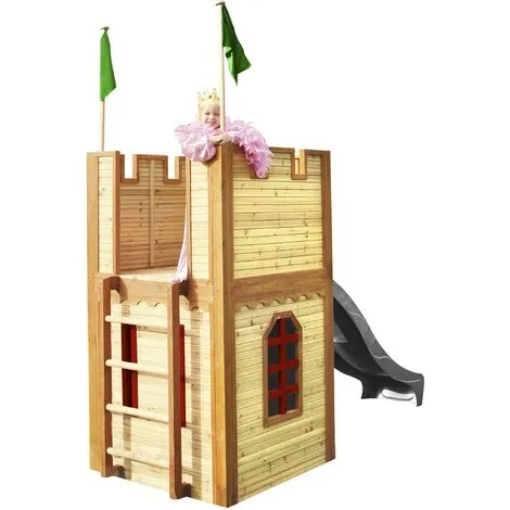 AXI Arthur Maison Enfant Avec Toboggan Gris | Aire De Jeux Pour L'extérieur | Maisonnette / Cabane De Jeu En Bois FSC - Marron 4 AXI Arthur Maison Enfant Avec Toboggan Gris | Aire De Jeux Pour L'extérieur | Maisonnette / Cabane De Jeu En Bois FSC - Marron – Image 4