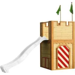 AXI Arthur Maison Enfant Avec Toboggan Blanc | Aire De Jeux Pour L'extérieur | Maisonnette / Cabane De Jeu En Bois FSC - Marron