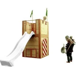 AXI Arthur Maison Enfant Avec Toboggan Blanc | Aire De Jeux Pour L'extérieur | Maisonnette / Cabane De Jeu En Bois FSC - Marron -Axi Soldes Boutique 33045638 3