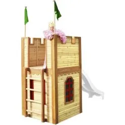 AXI Arthur Maison Enfant Avec Toboggan Blanc | Aire De Jeux Pour L'extérieur | Maisonnette / Cabane De Jeu En Bois FSC - Marron -Axi Soldes Boutique 33045638 4