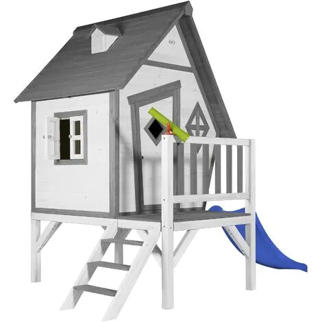 AXI Cabin XL Maison Enfant Avec Toboggan Bleu | Aire De Jeux Pour L'extérieur En Gris & Blanc | Maisonnette / Cabane De Jeu En Bois FSC - Blanc 2 AXI Cabin XL Maison Enfant Avec Toboggan Bleu | Aire De Jeux Pour L'extérieur En Gris & Blanc | Maisonnette / Cabane De Jeu En Bois FSC - Blanc – Image 2
