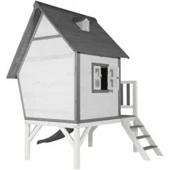 AXI Cabin XL Maison Enfant Avec Toboggan Gris | Aire De Jeux Pour L'extérieur En Gris & Blanc | Maisonnette / Cabane De Jeu En Bois FSC - Gris -Axi Soldes Boutique 34285467 3