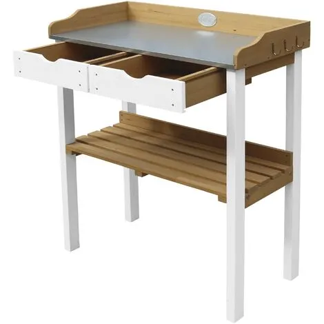 AXI Table De Rempotage Avec 2 Tiroirs En Marron & Blanc | Table De Plantation En Bois Pour L'exterieur - Marron 4 AXI Table De Rempotage Avec 2 Tiroirs En Marron & Blanc | Table De Plantation En Bois Pour L'exterieur - Marron – Image 4
