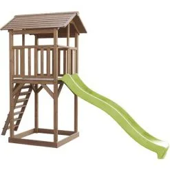 AXI Beach Tower Aire De Jeux Avec Toboggan En Vert Clair & Bac à Sable | Grande Maison Enfant Extérieur En Marron | Cabane De Jeu En Bois FSC - Marron -Axi Soldes Boutique 35011356 4