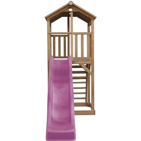 AXI Beach Tower Aire De Jeux Avec Toboggan En Violet & Bac à Sable | Grande Maison Enfant Extérieur En Marron | Cabane De Jeu En Bois FSC - Marron 2 AXI Beach Tower Aire De Jeux Avec Toboggan En Violet & Bac à Sable | Grande Maison Enfant Extérieur En Marron | Cabane De Jeu En Bois FSC - Marron – Image 2
