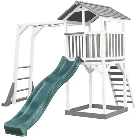 AXI Beach Tower Aire De Jeux Avec Toboggan En Vert, Cadre D'escalade & Bac à Sable | Grande Maison Enfant Extérieur En Gris & Blanc | Cabane De Jeu En Bois FSC - Gris 1 AXI Beach Tower Aire De Jeux Avec Toboggan En Vert, Cadre D'escalade & Bac à Sable | Grande Maison Enfant Extérieur En Gris & Blanc | Cabane De Jeu En Bois FSC - Gris