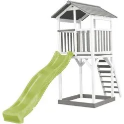 AXI Beach Tower Aire De Jeux Avec Toboggan En Vert Clair & Bac à Sable | Grande Maison Enfant Extérieur En Gris & Blanc | Cabane De Jeu En Bois FSC - Gris