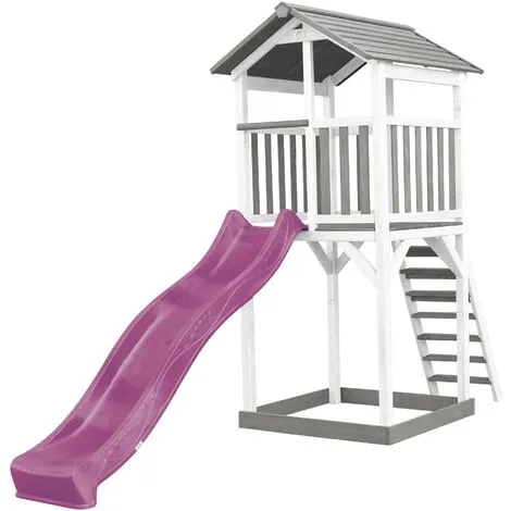 AXI Beach Tower Aire De Jeux Avec Toboggan En Violet & Bac à Sable | Grande Maison Enfant Extérieur En Gris & Blanc | Cabane De Jeu En Bois FSC - Gris 1 AXI Beach Tower Aire De Jeux Avec Toboggan En Violet & Bac à Sable | Grande Maison Enfant Extérieur En Gris & Blanc | Cabane De Jeu En Bois FSC - Gris